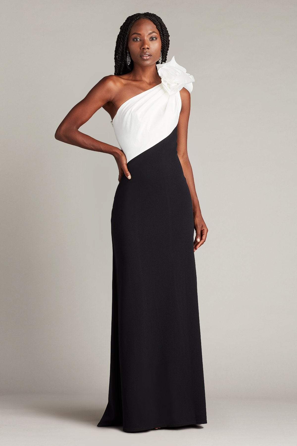 Korra One-Shoulder Contrast Gown – Tadashi Shoji Official Online