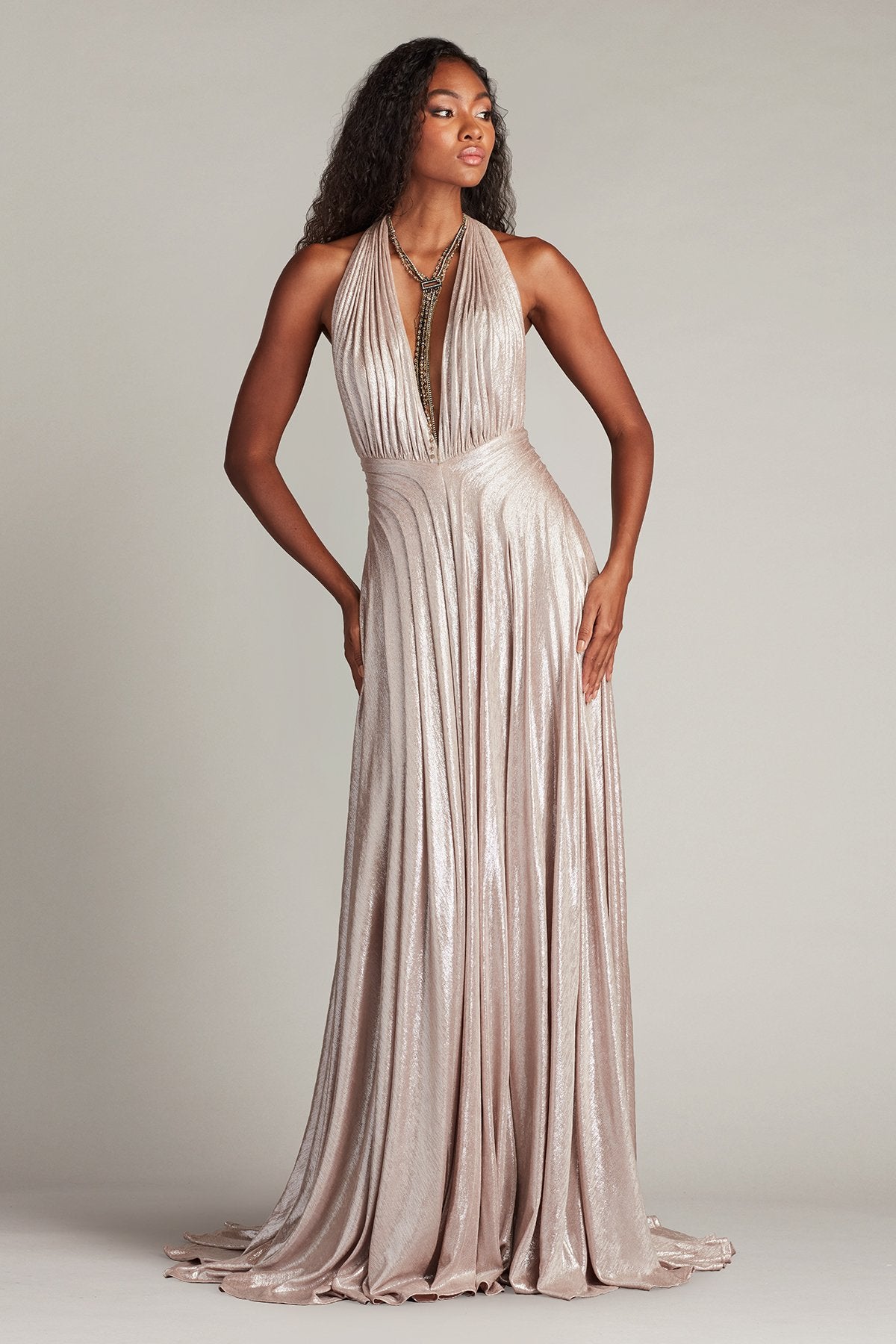 Zarelle Pleated Metallic Halter Gown Tadashi Shoji Official Online Boutique Zarelle Pleated Metallic Halter Gown Tadashi Shoji Official Online Boutique