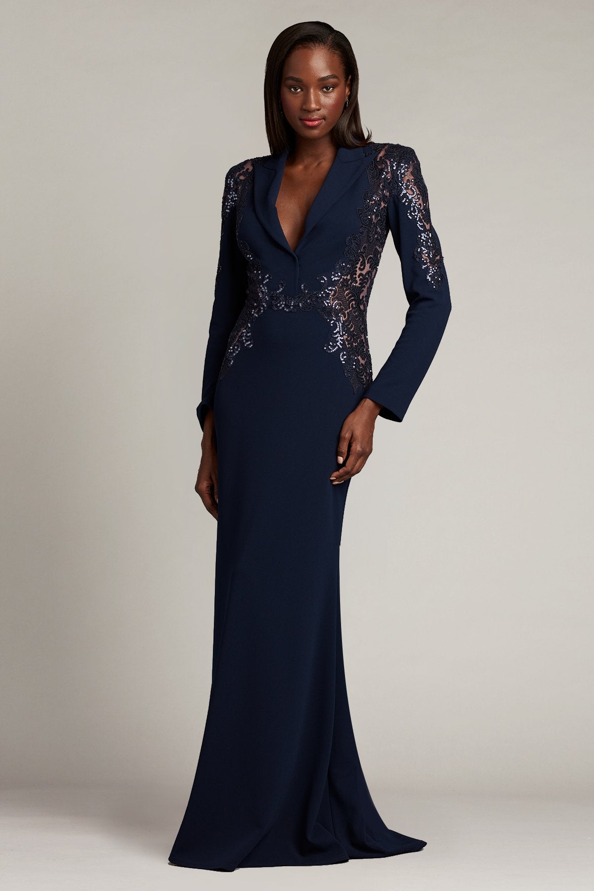 Serina Peak Lapel Gown – Tadashi Shoji Official Online Boutique