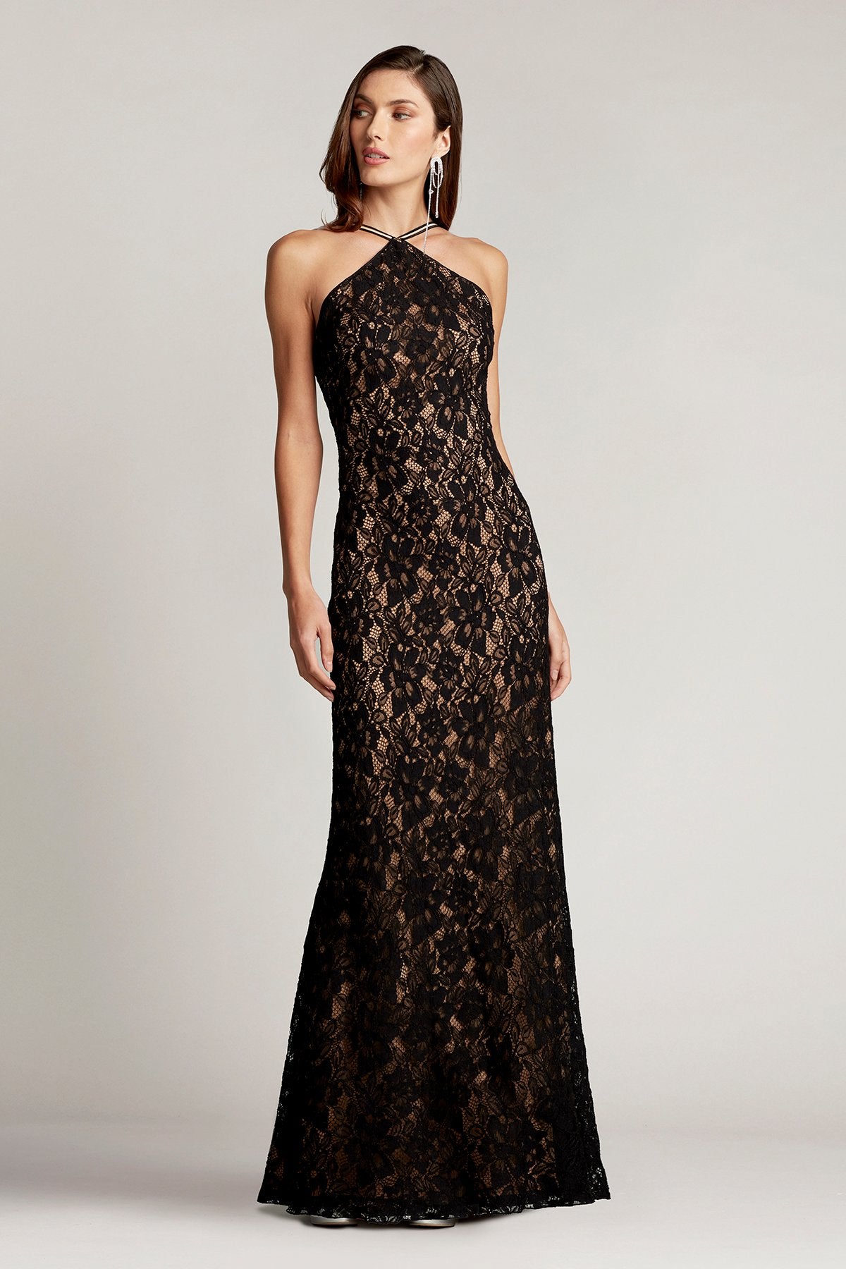 slim fit dress slacks Floral Lace Trim Long Sleeve Dress main image 1