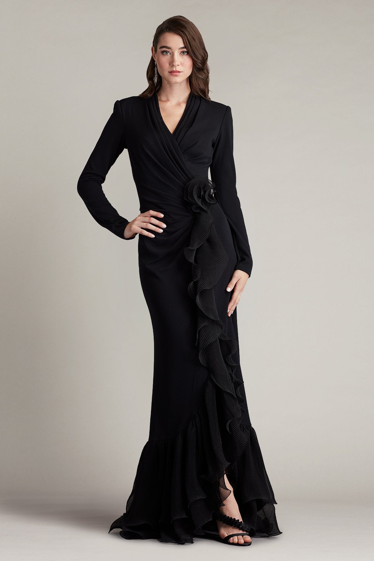 Malone Cascading Ruffle Gown – Tadashi Shoji Official Online Boutique