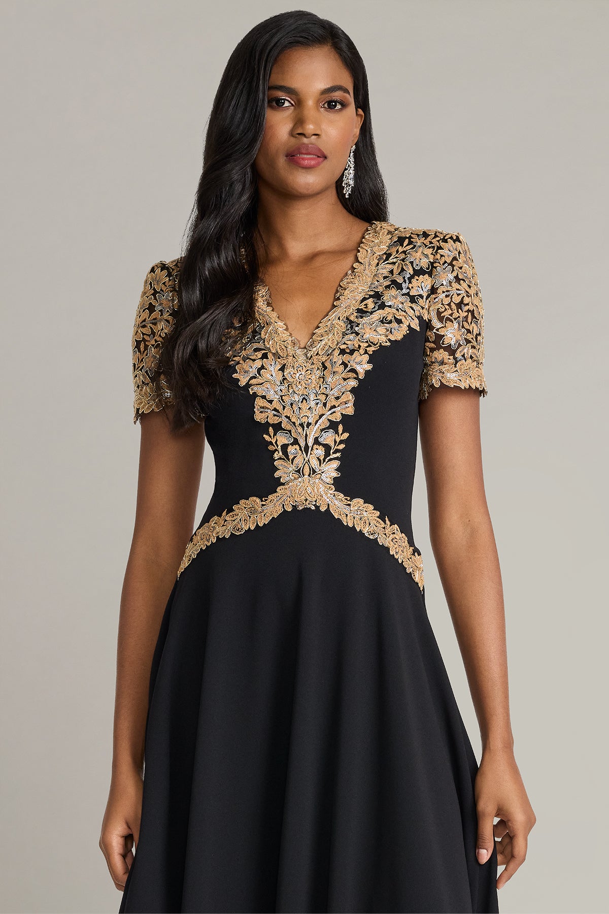 Neneh Embroidered Handkerchief Hem Midi Dress-CPSBK Crop