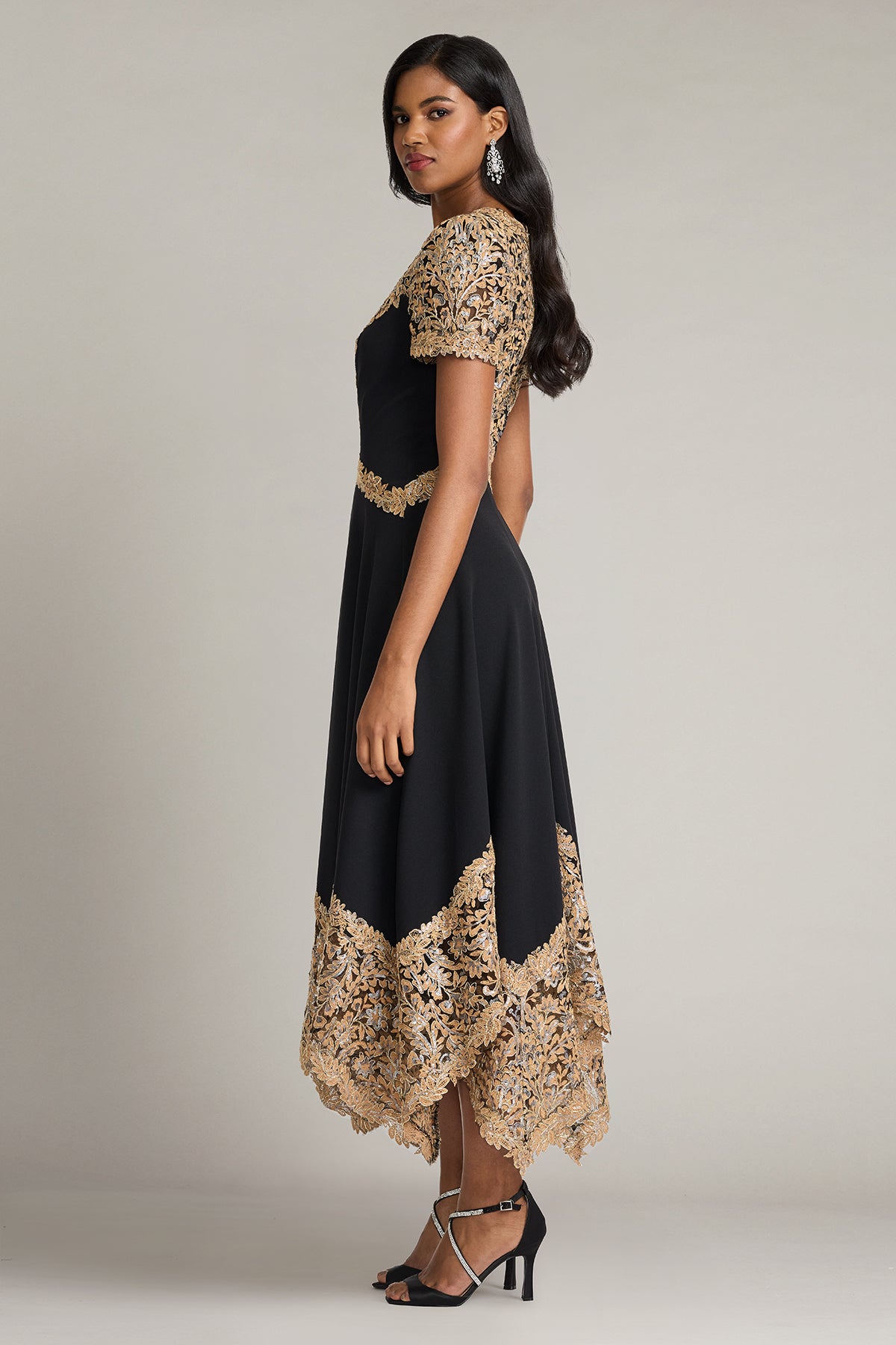 Neneh Embroidered Handkerchief Hem Midi Dress-CPSBK Side
