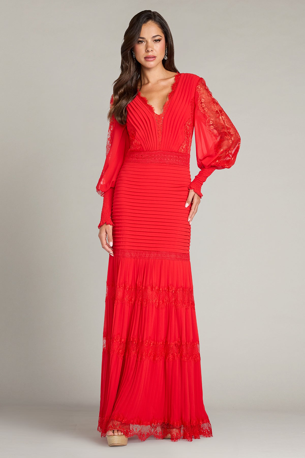 Nyssa Bishop Sleeve Gown-CHERY Front