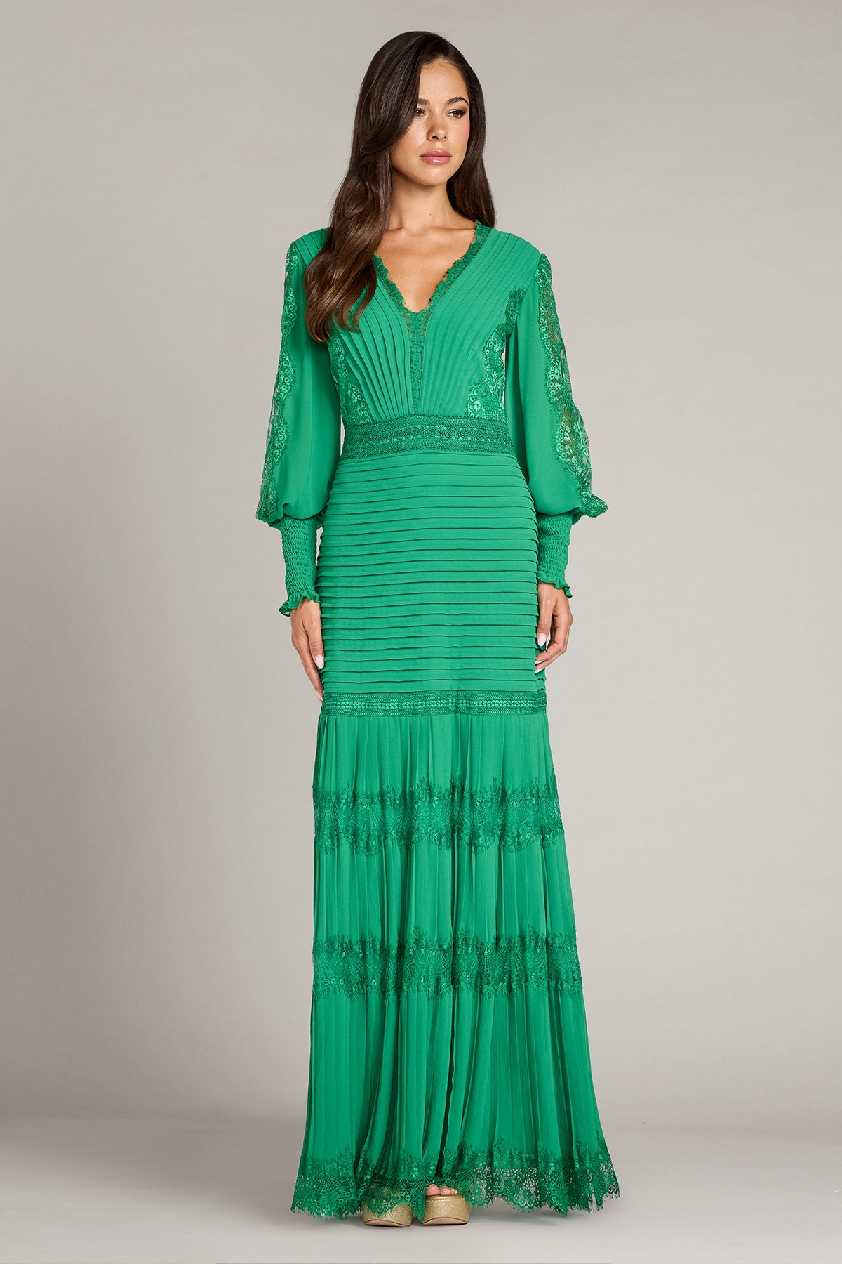 Nyssa Bishop Sleeve Gown-SLATE – Tadashi Shoji Official Online