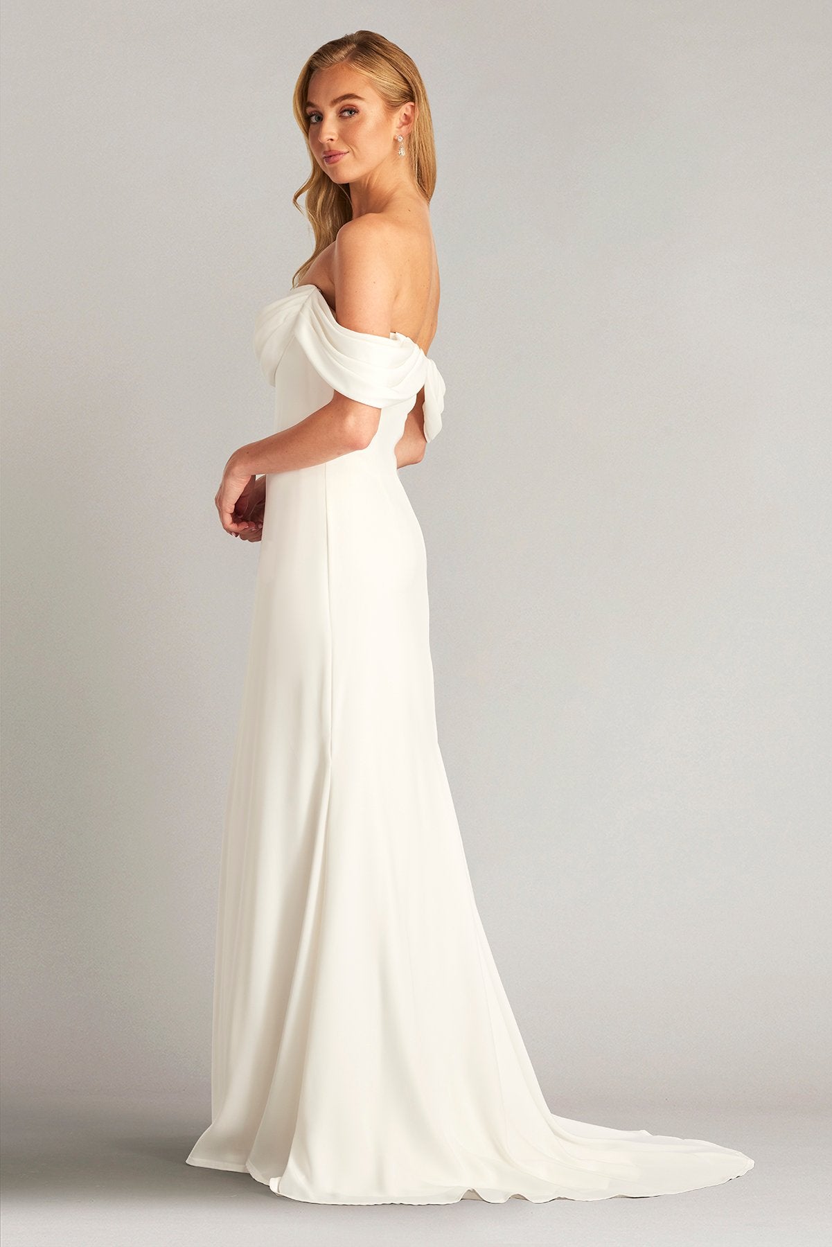 Amishta Off-The-Shoulder Crepe Gown