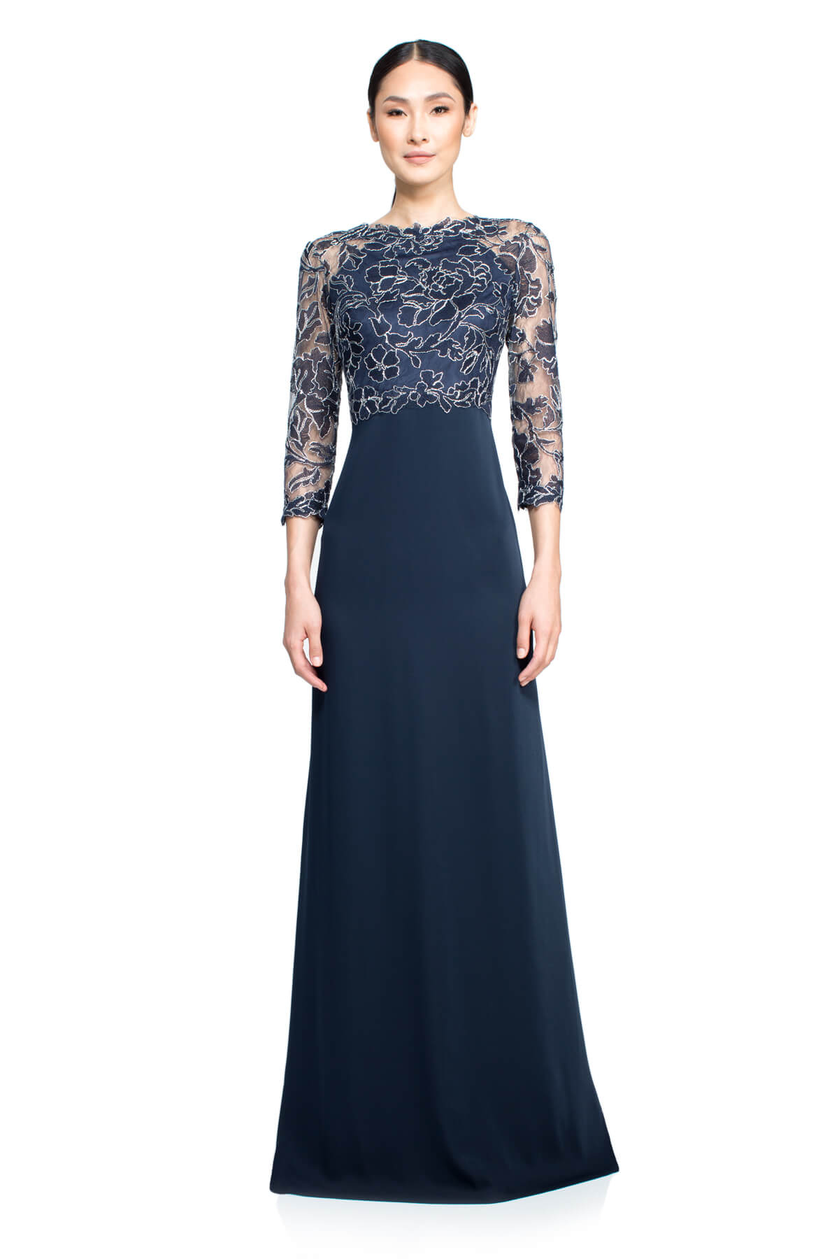 Tadashi Shoji - Peony Embroidered Stretch Crepe Gown