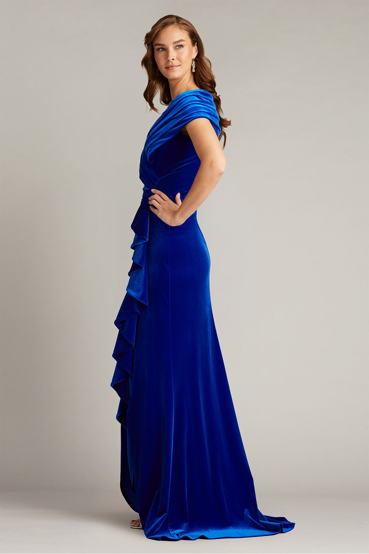 Alvarez Velvet Waterfall Drape Gown