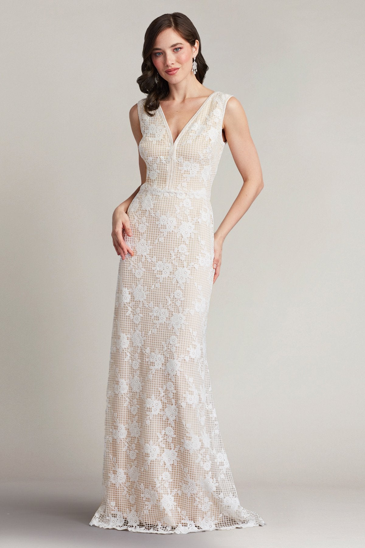 Tadashi Shoji - Windsor Sleeveless V-Neck Lace Gown