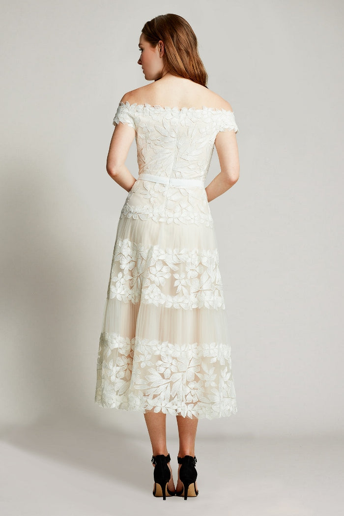 Adriane Floral Embroidered Tea-Lenght Dress