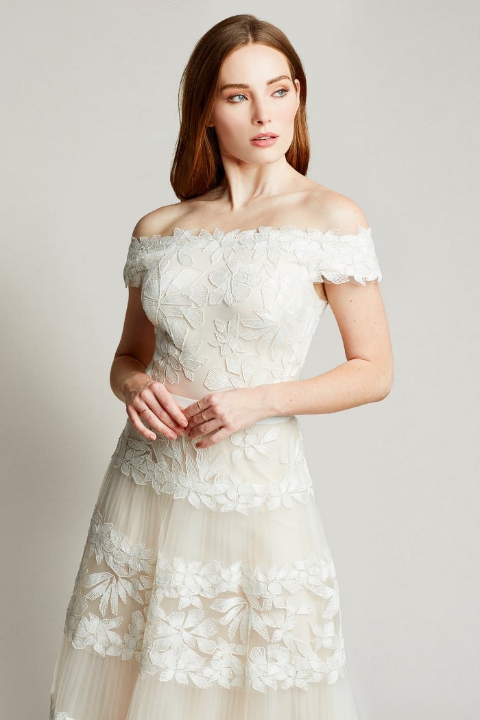 Adriane Floral Embroidered Tea-Lenght Dress