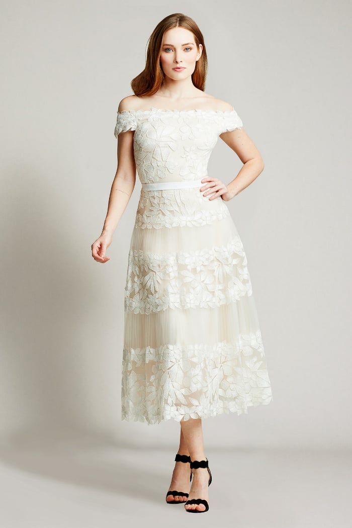 Adriane Floral Embroidered Tea-Lenght Dress