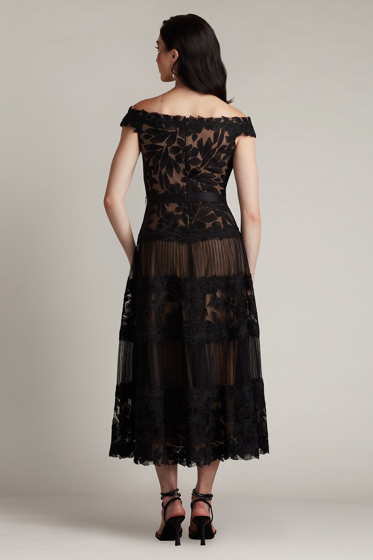 Adriane Floral Embroidered Tea-Length Dress