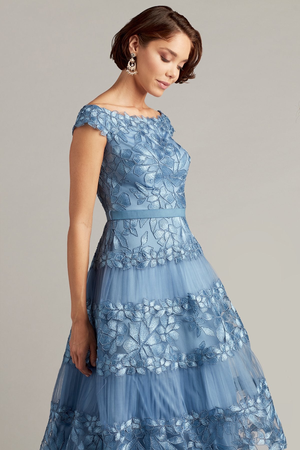 Adriane Floral Embroidered Tea-Lenght Dress