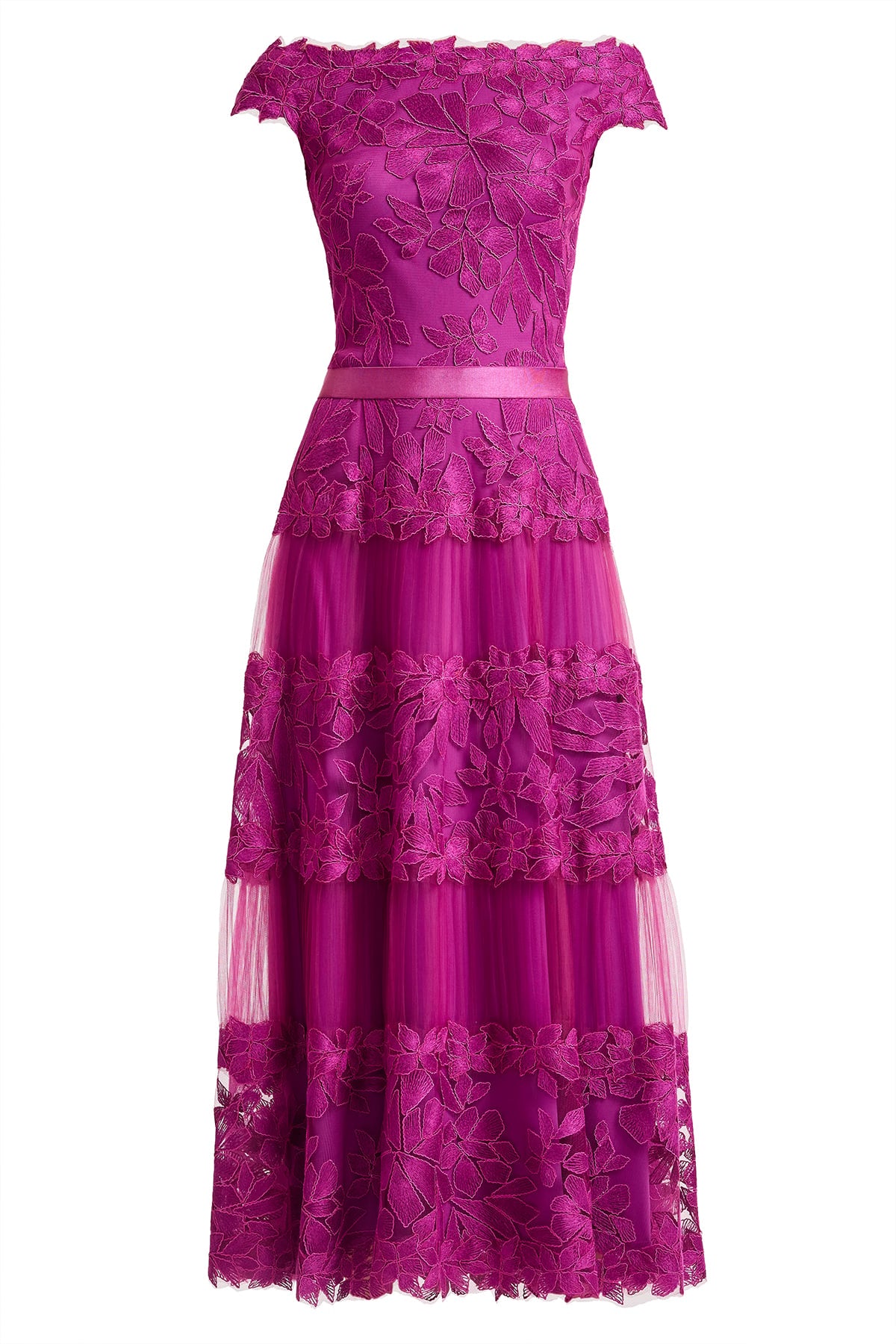 Adriane Floral Embroidered Tea-Length Dress