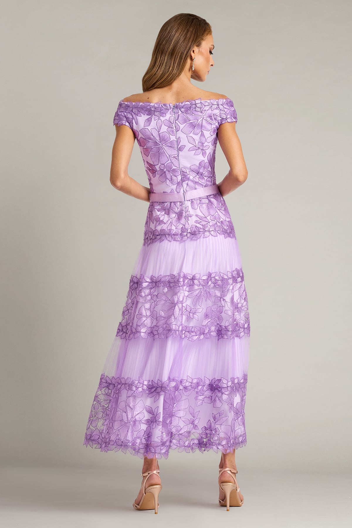 Adriane Floral Embroidered Tea-Length Dress