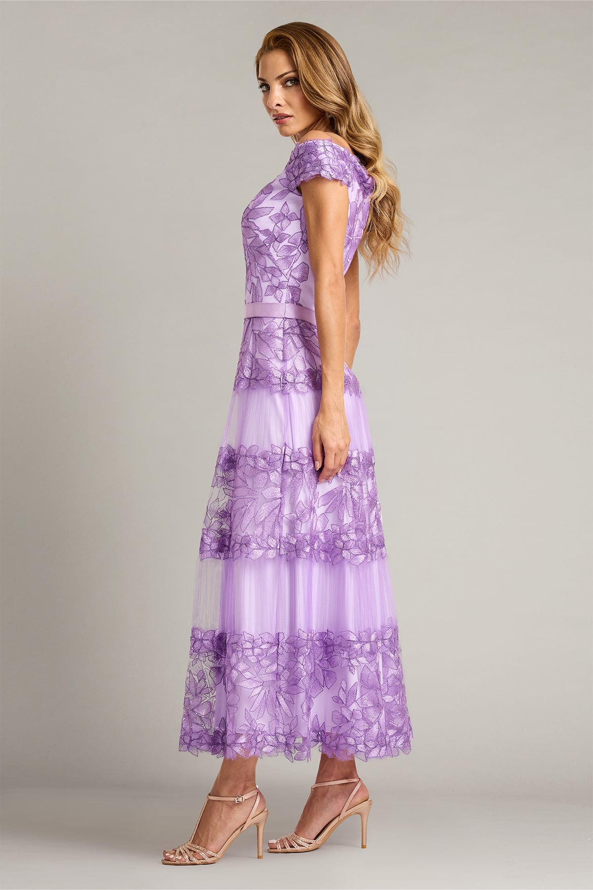 Adriane Floral Embroidered Tea-Length Dress