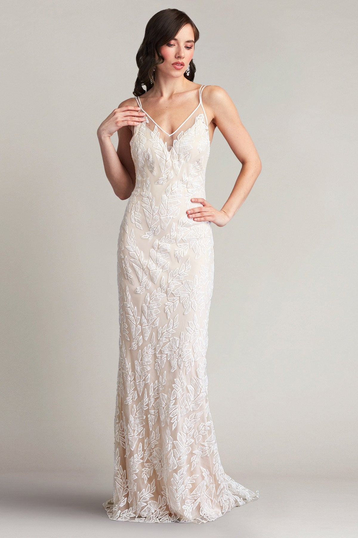 Pippa Embroidered Tulle Strap Gown
