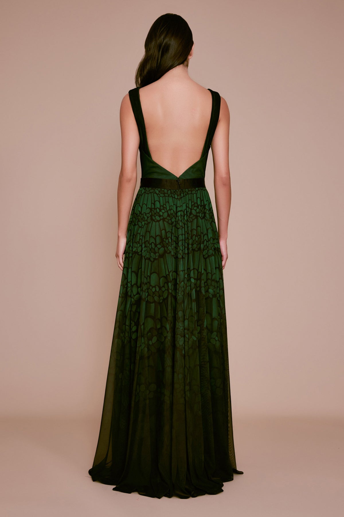 Tadashi Shoji - Abaco Draped Mesh Sleeveless Gown