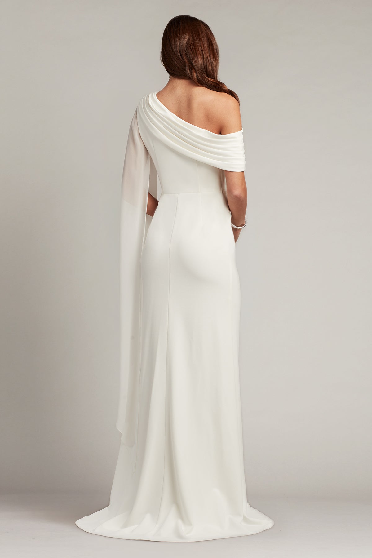 Quill Draped Cape Sleeve Gown