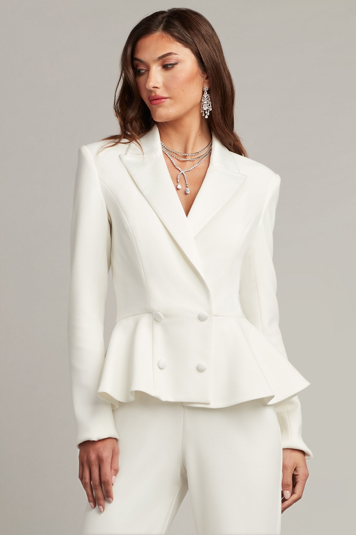 Gilles Peplum Tuxedo Bridal Jumpsuit