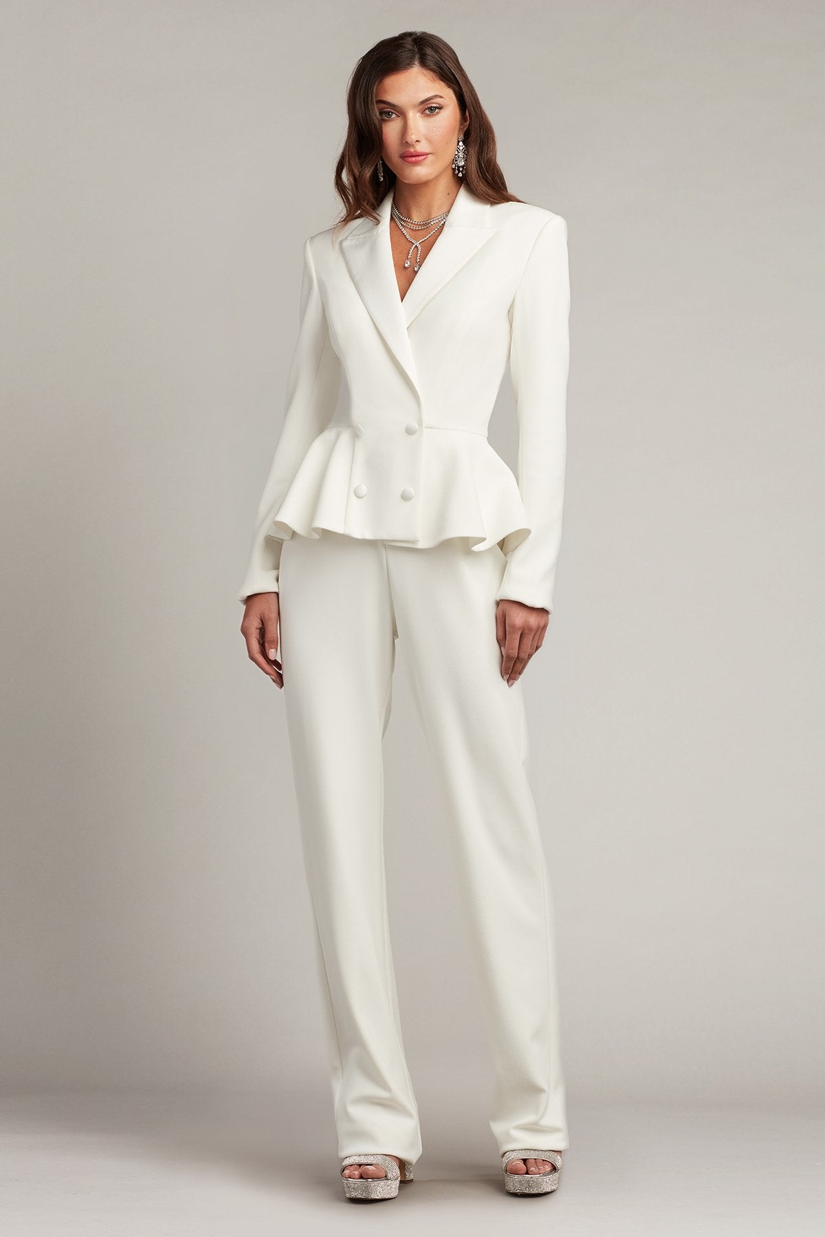 Gilles Peplum Tuxedo Bridal Jumpsuit