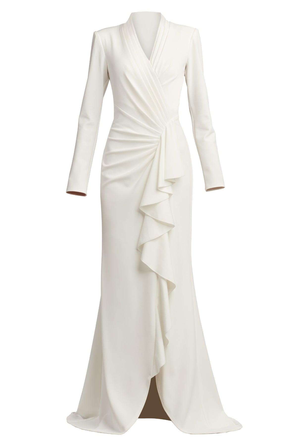 Markum Long-Sleeve Flounce Gown