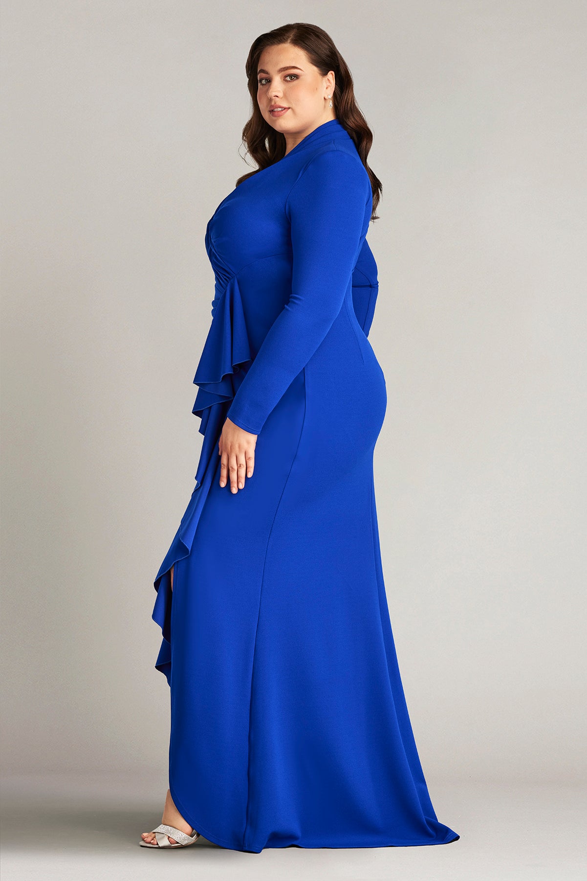 Markum Long-Sleeve Flounce Gown - PLUS SIZE