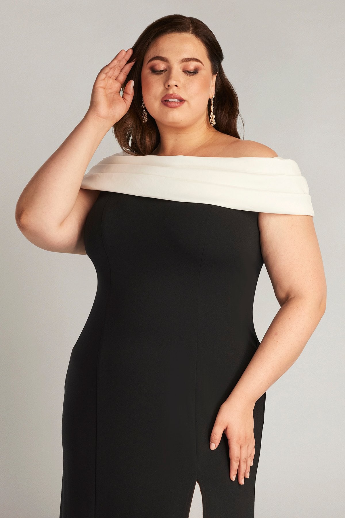 Dalton Two-Tone Off-Shoulder Gown- PLUS SIZE