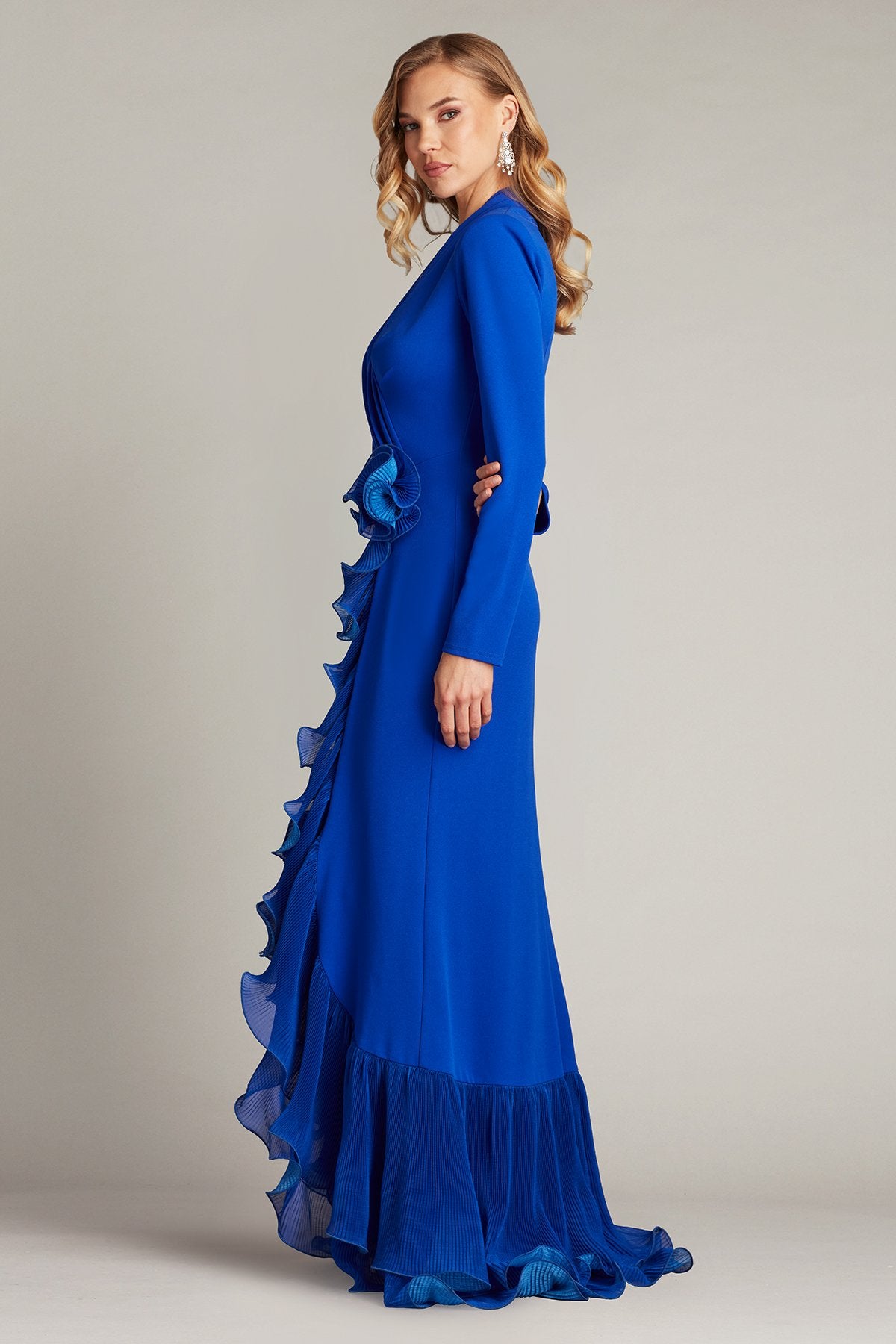 Malone Cascading Ruffle Gown – Tadashi Shoji Official Online Boutique