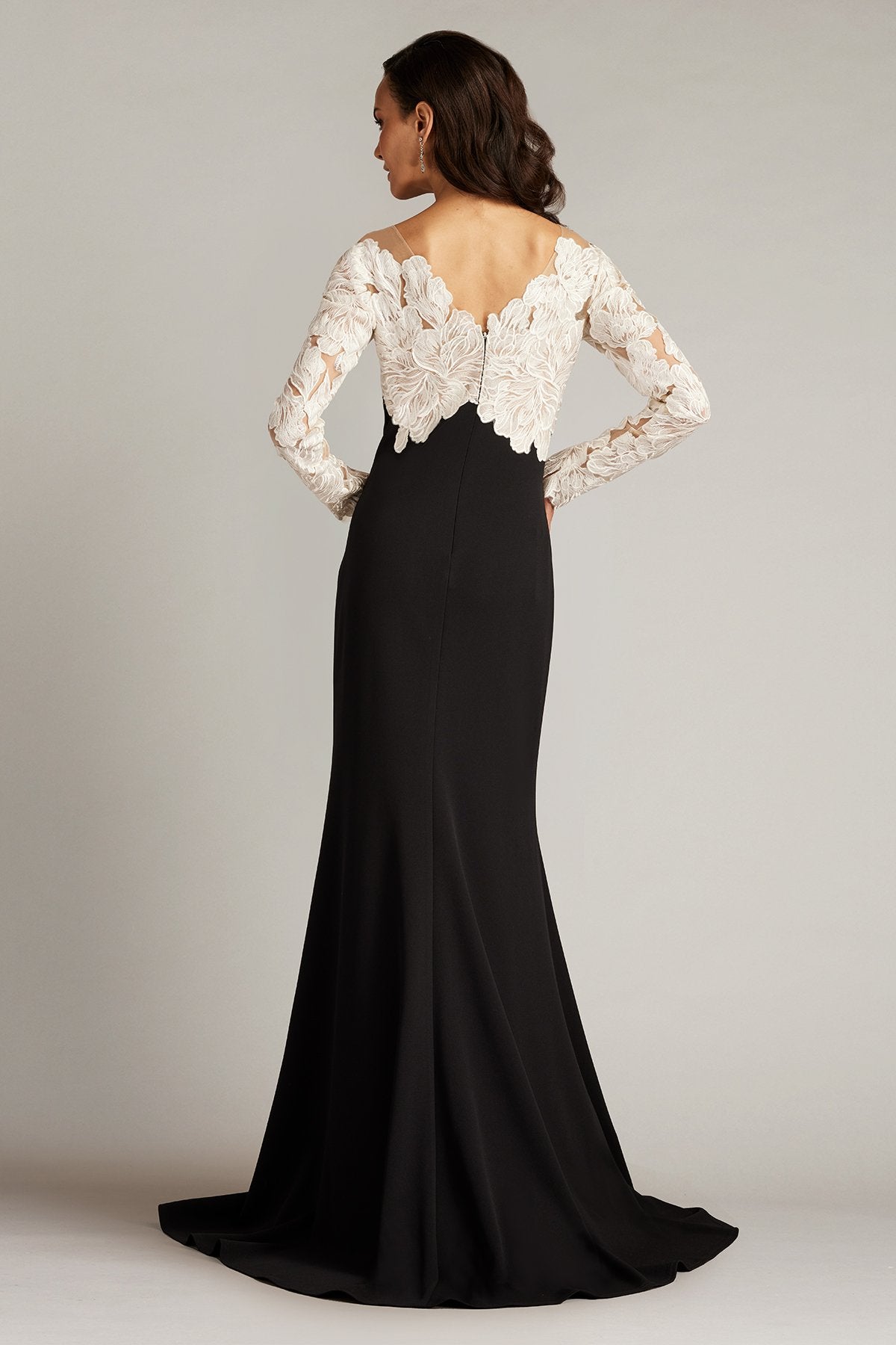 Golie Embroidered Bodice Illusion Gown