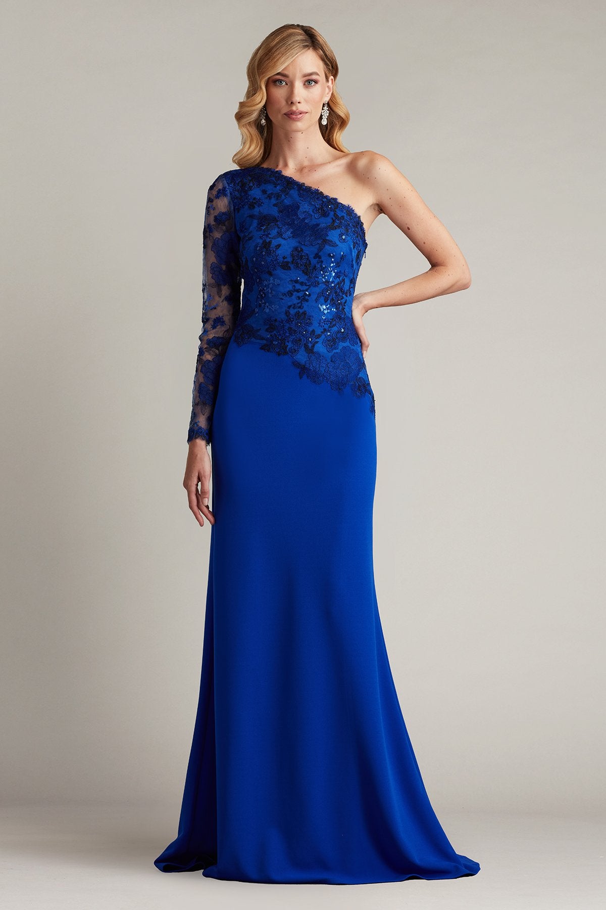 Abner One Shoulder Embroidered Bodice Gown