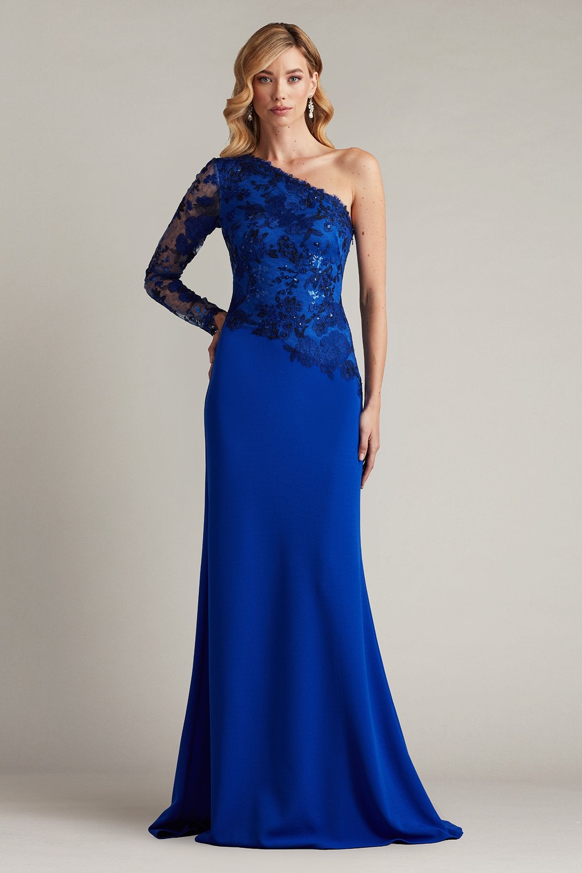 Abner One Shoulder Embroidered Bodice Gown