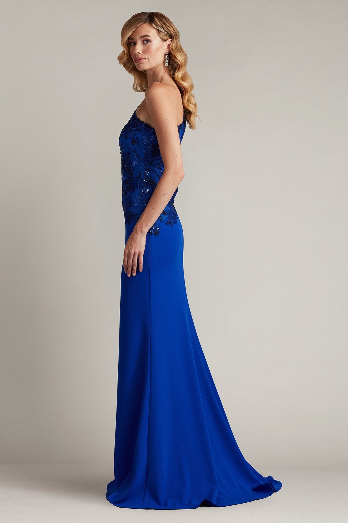 Abner One Shoulder Embroidered Bodice Gown