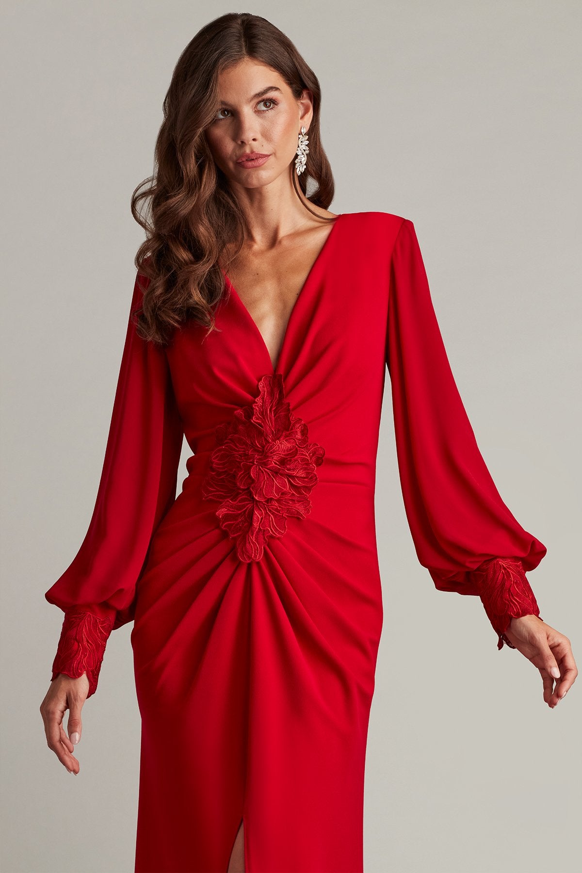 Sahana Bishop Sleeve Plunge Gown