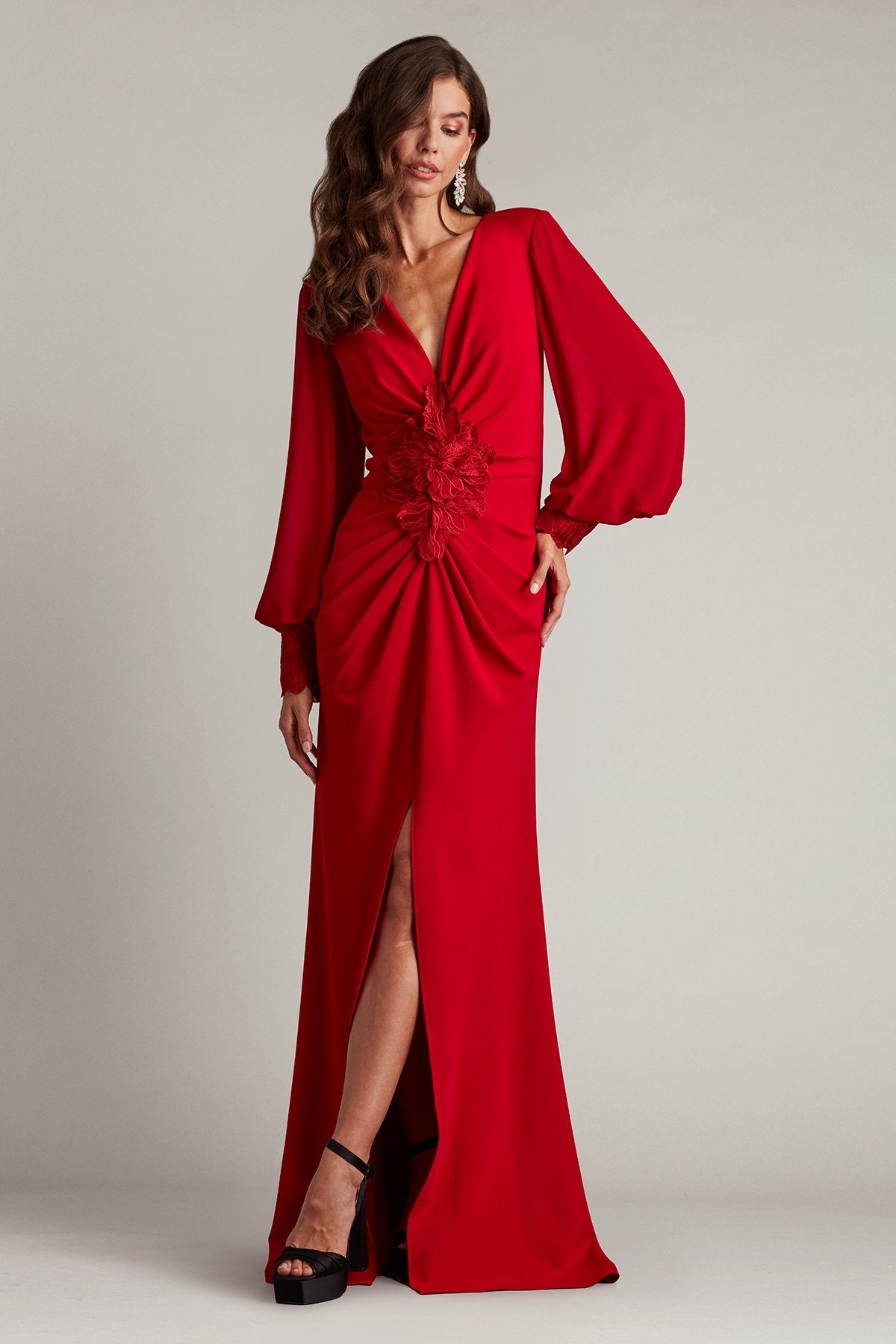 Sahana Bishop Sleeve Plunge Gown