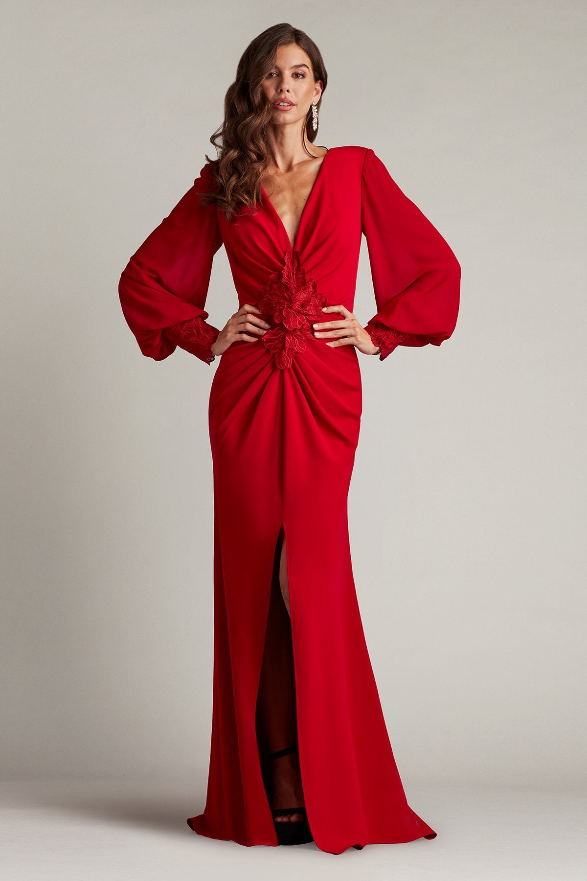 Sahana Bishop Sleeve Plunge Gown