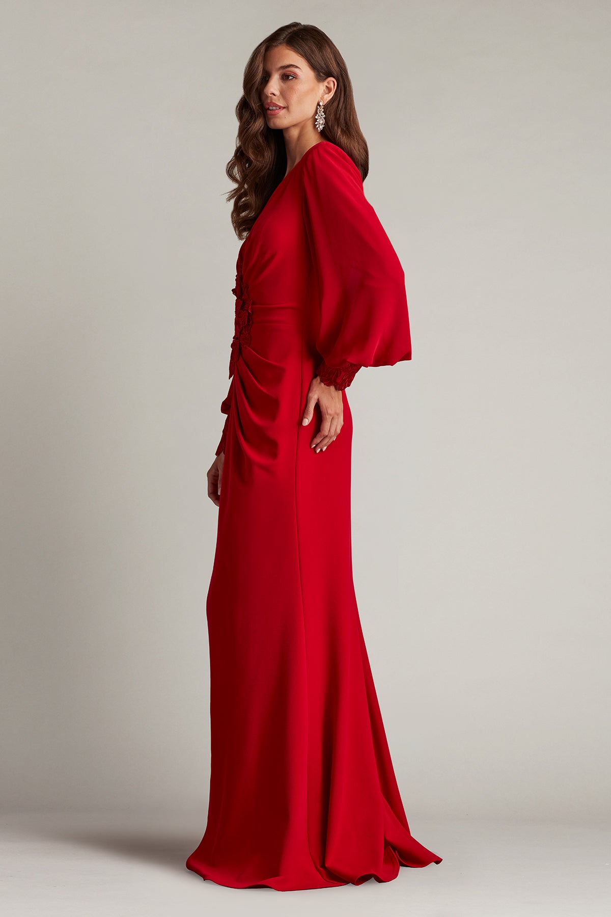 Sahana Bishop Sleeve Plunge Gown
