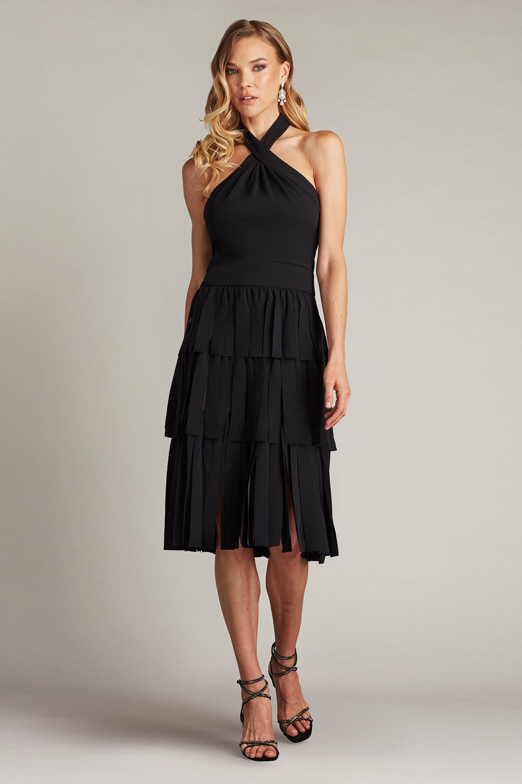 Darla Fringe Halter Dress  Tadashi Shoji Official Online Boutique