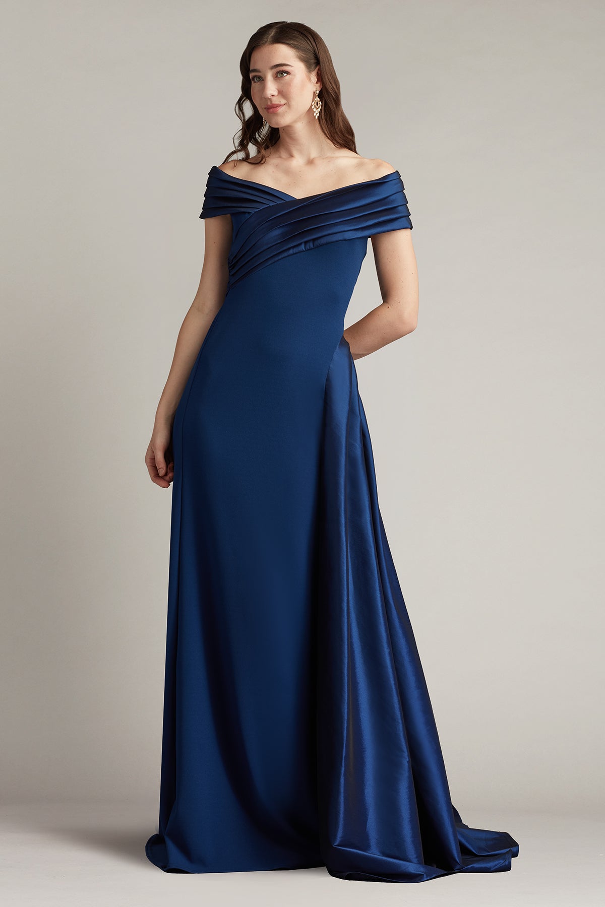 Elysian Draped Overlay Train Gown