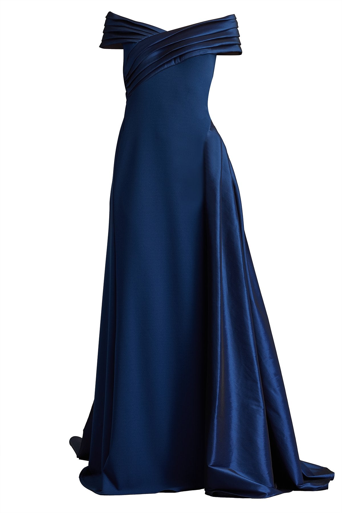 Elysian Draped Overlay Train Gown