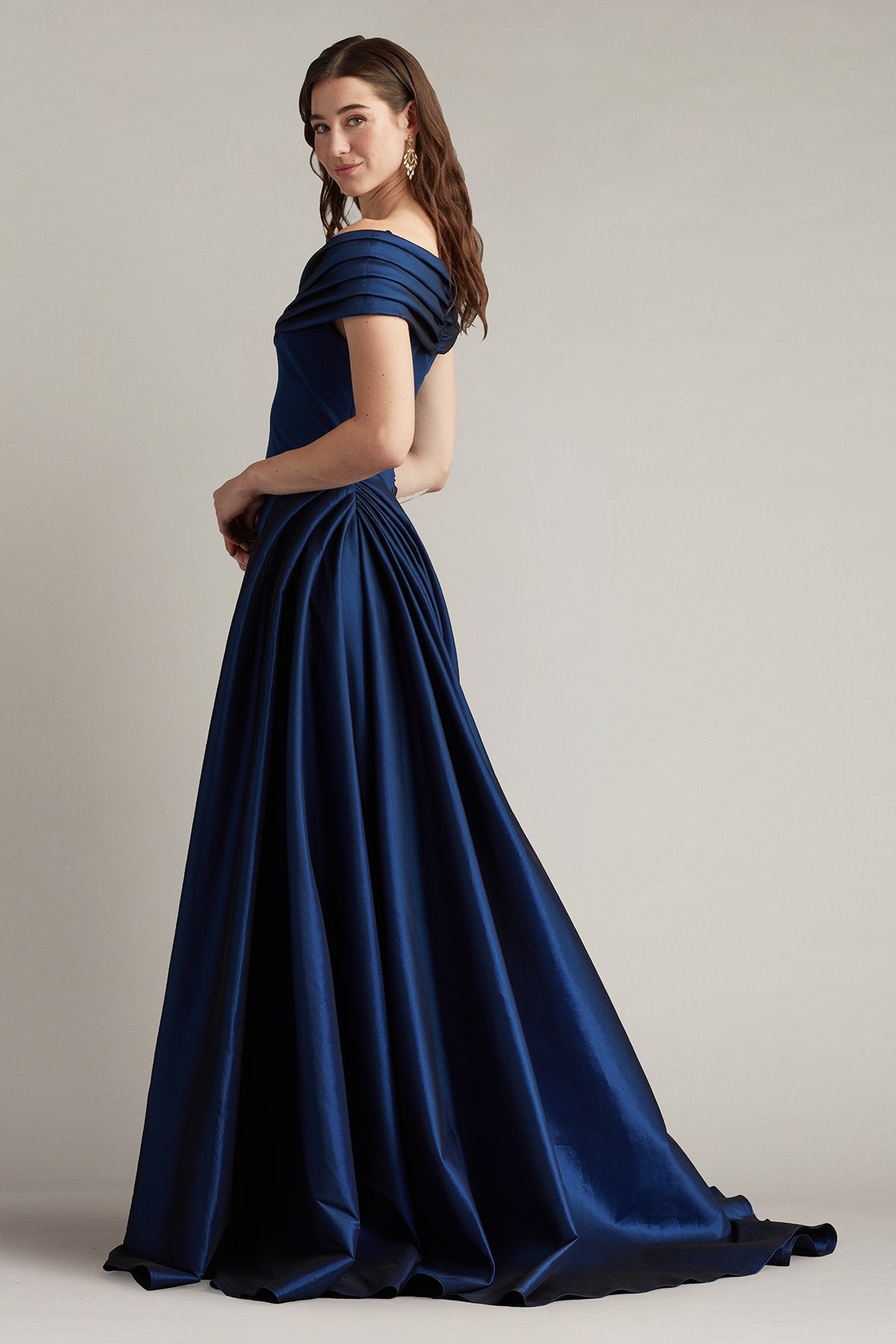 Elysian Draped Overlay Train Gown