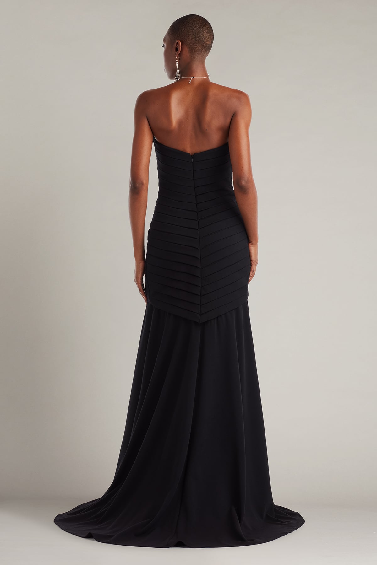 Vionna Shutter-Pleated Crepe Gown