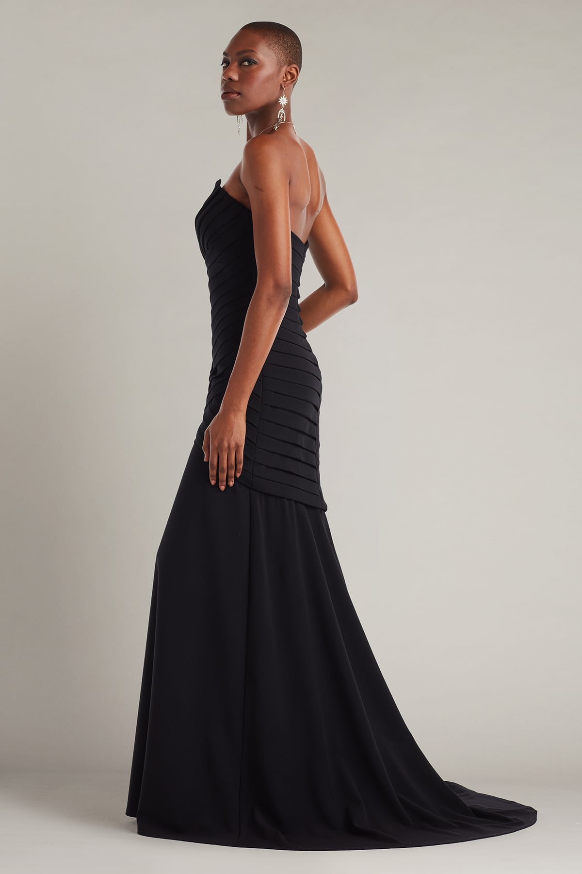 Vionna Shutter-Pleated Crepe Gown