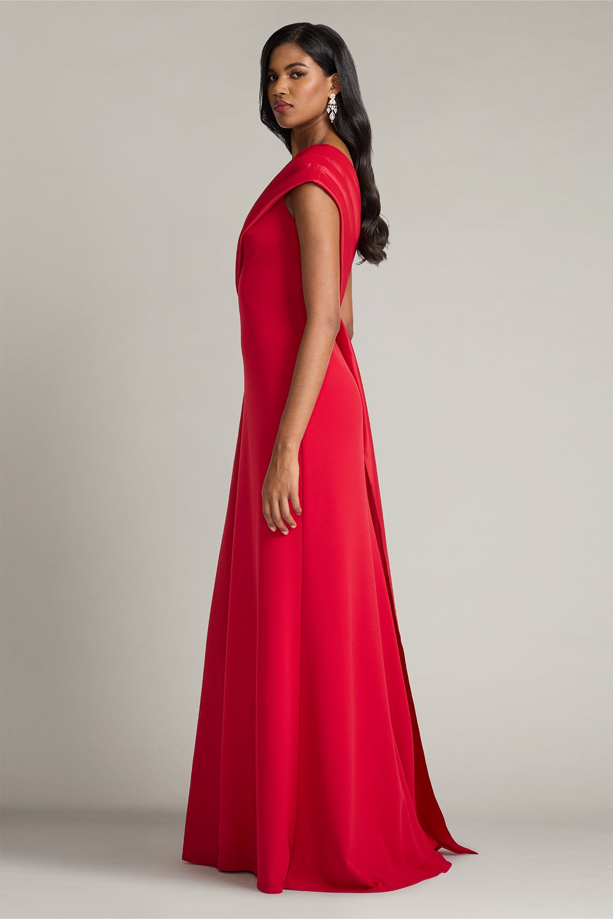 Beis Draped One-Shoulder Gown