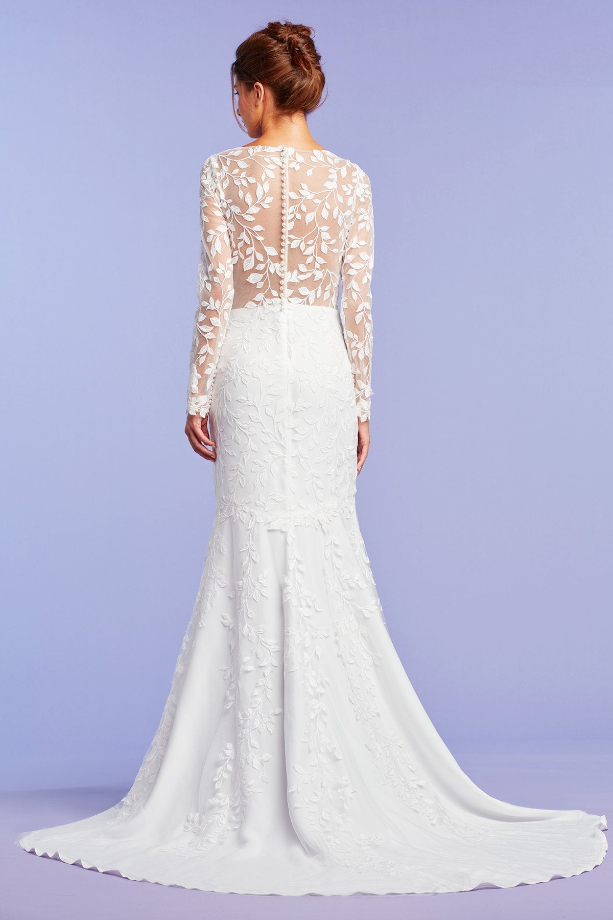 Holden Long-Sleeve Illusion Gown