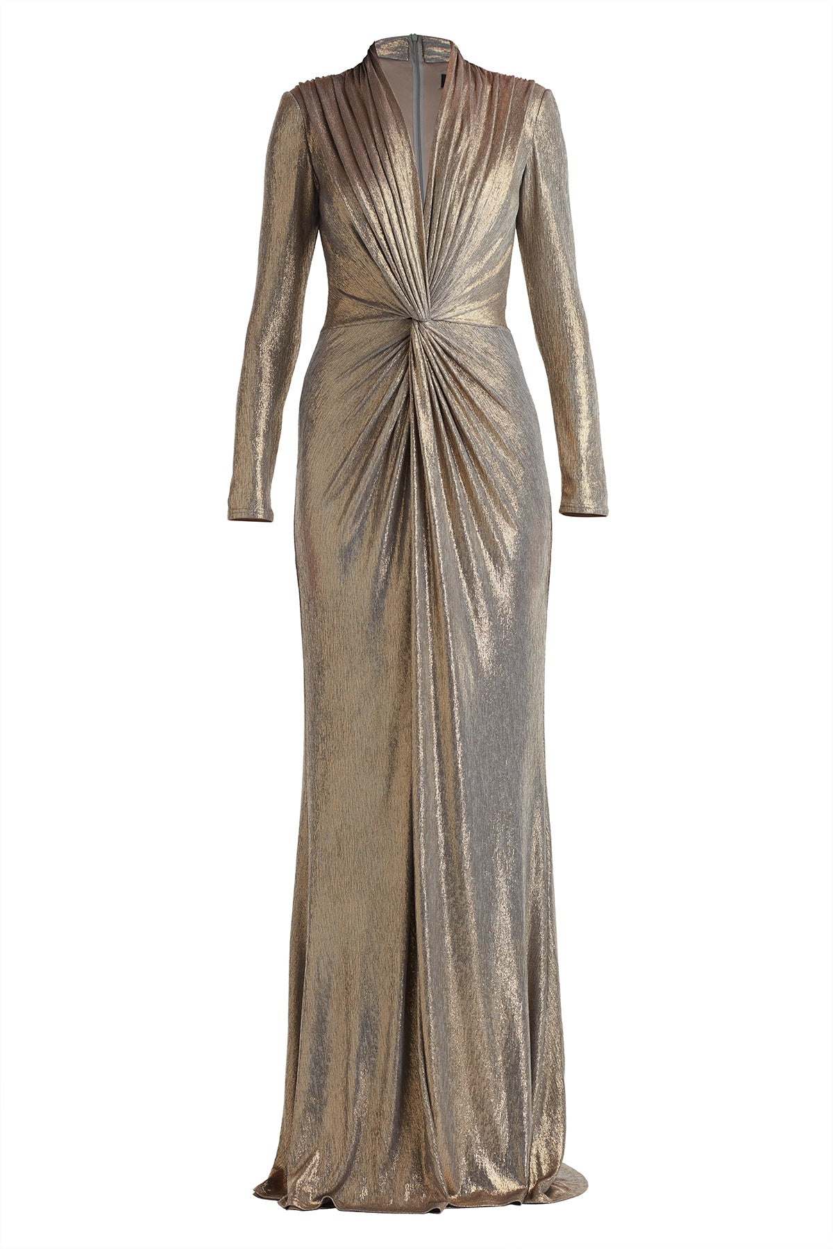 Ferrum Metallic Twist Drape Gown