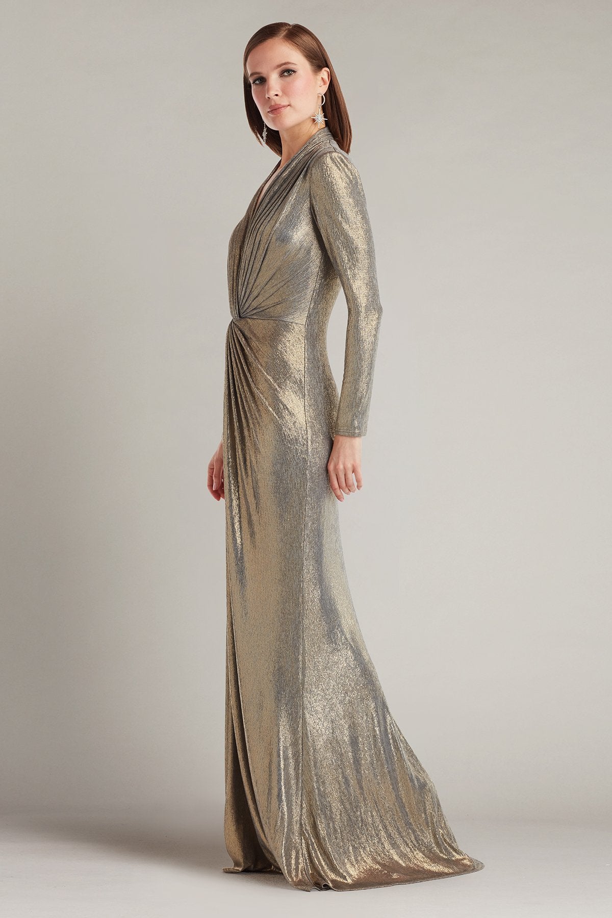 Ferrum Metallic Twist Drape Gown