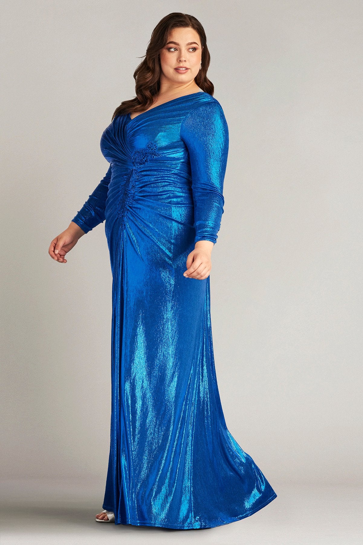 Voll Draped Metallic Jersey Gown - PLUS SIZE