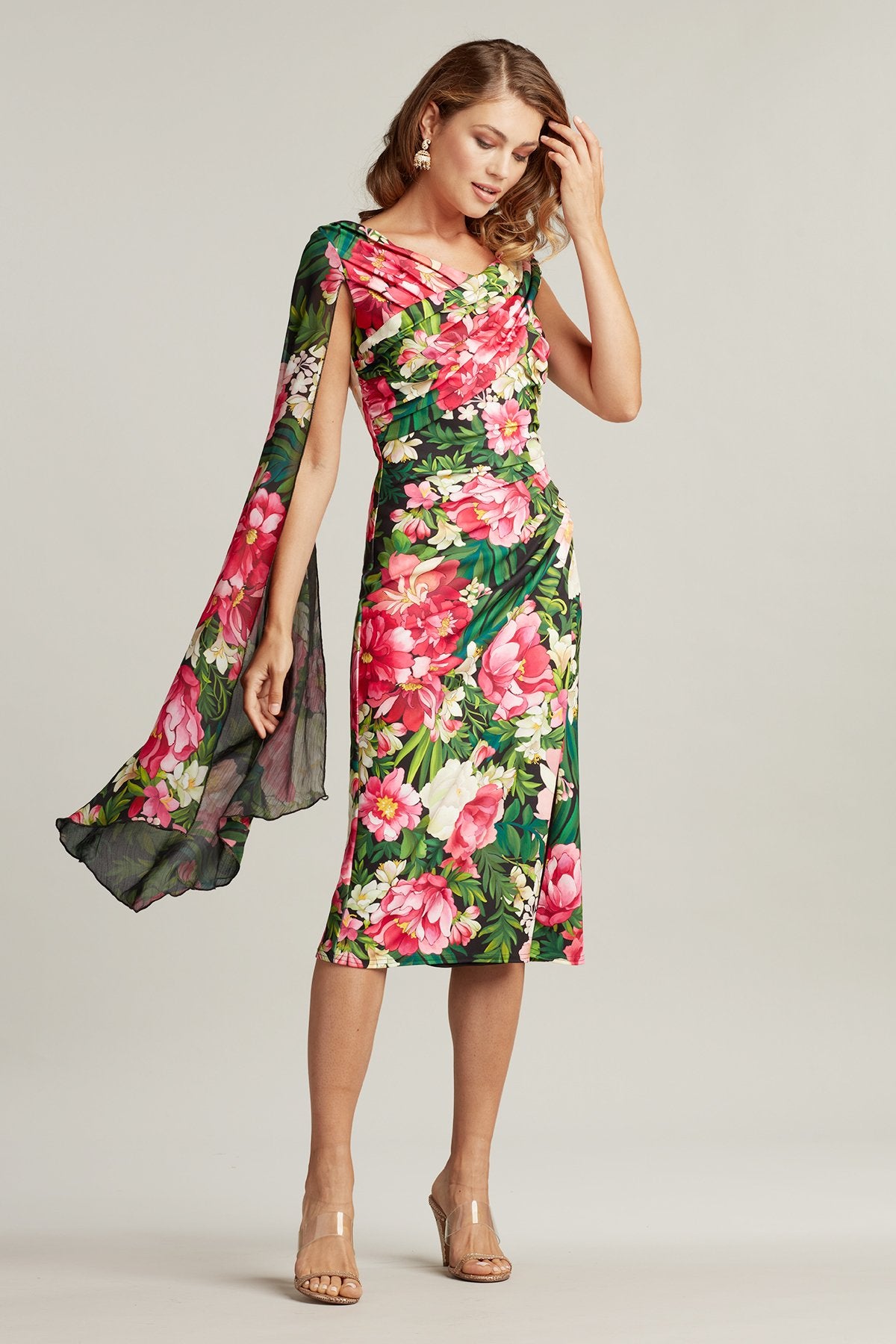 Wyeth Cape Sleeve Floral Print Dress